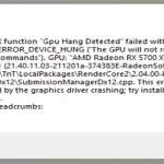 Función de DirectX "GPU colgado detectado" falló